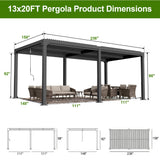 Patioslife Atlantic Premium Louvered Pergola with Adjustable Roof Panels, Integrated Gutter System & Freestanding All-Weather Outdoor Shelter for Patio, Deck & Poolside