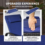 Patioslife Wicker Chaise Lounge Chair – Outdoor PE Rattan Sun Lounger with Cushion, Adjustable 5-Level Backrest, Headrest & Wheels, Deep Coffee & Cream White