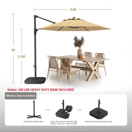Cantilever Patio Umbrella,patioslife,Poolside,Outdoor Leisure Area,Outdoor Kitchen or Dining Area,Garden Pathway,Rooftop Terrace,Sun Shading & Light Contro,Space Definition,LED