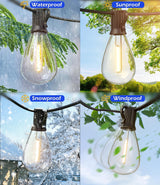 Patioslife LED Outdoor String Lights with Shatterproof Edison Bulbs – Waterproof, Commercial Grade 2700K Patio Lights for Garden, Porch & Deck Decor