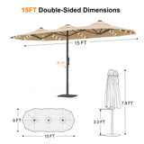 Patioslife Aegis 9x15ft Motorized Cantilever Patio Umbrella — Double-Sided, Remote Control, UPF 50+, Solar LED Lights & Windproof Frame