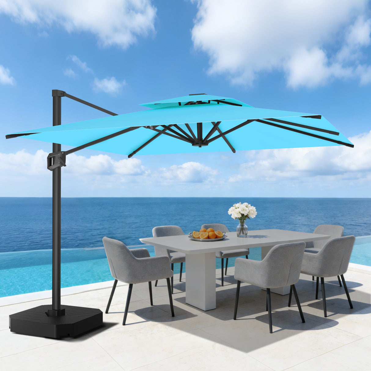 Patioslife Aegis Pro Cantilever Umbrella, Reinforced & Powder-Coated Aluminium Ribs and Pole for Garden & Patio