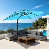 Patioslife Aegis Pro Cantilever Umbrella with LED Lights, Reinforced & Powder-Coated Aluminium Ribs and Pole — Perfect for Garden & Patio