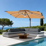 Patioslife Aegis Premium Cantilever Umbrella with Full-Rib LED Strip Lighting, Fibreglass Ribs and Powder-Coated Aluminium Pole for Luxury Garden & Patio Shade