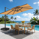 Patioslife Aegis Premium Cantilever Umbrella with Full-Rib LED Strip Lighting, Fibreglass Ribs and Powder-Coated Aluminium Pole for Luxury Garden & Patio Shade