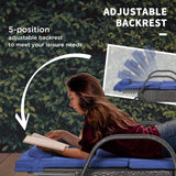 Patioslife Wicker Chaise Lounge Chair – Outdoor PE Rattan Sun Lounger with Cushion, Adjustable 5-Level Backrest, Headrest & Wheels, Deep Coffee & Cream White