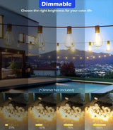 Patioslife LED Outdoor String Lights with Shatterproof Edison Bulbs – Waterproof, Commercial Grade 2700K Patio Lights for Garden, Porch & Deck Decor