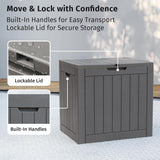 Waterproof Resin Outdoor Storage Box – 60, 90, and 120 Gallon Sizes – Lockable, UV Resistant Deck Storage Bin for Patio Cushions, Gardening Tools, and More – Grey