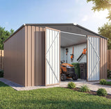 Patioslife Galvanized Steel Garden Shed, Outdoor Storage Shed with Gable Roof, Backyard Tool Shed for Lawn Equipment, Bikes & Gardening Tools