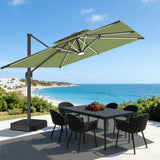 Patioslife Aegis Premium Cantilever Umbrella with Full-Rib LED Strip Lighting, Fibreglass Ribs and Powder-Coated Aluminium Pole for Luxury Garden & Patio Shade