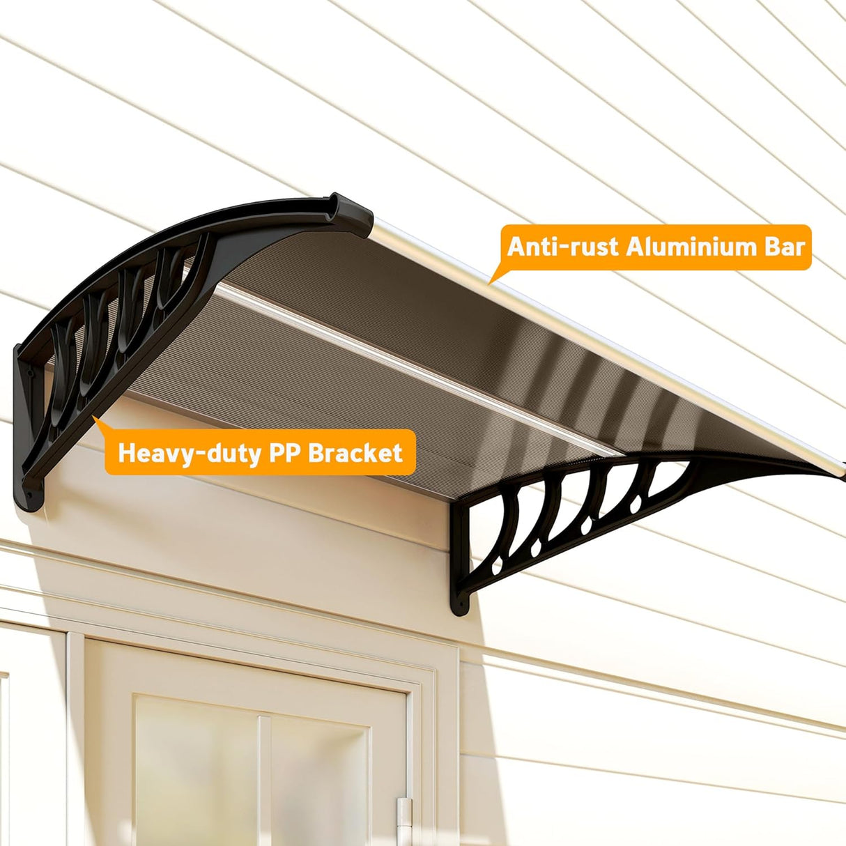 Patioslife Window & Door Awning Canopy – Clear Polycarbonate Outdoor Cover for Patio, Sun, Rain & Snow Protection