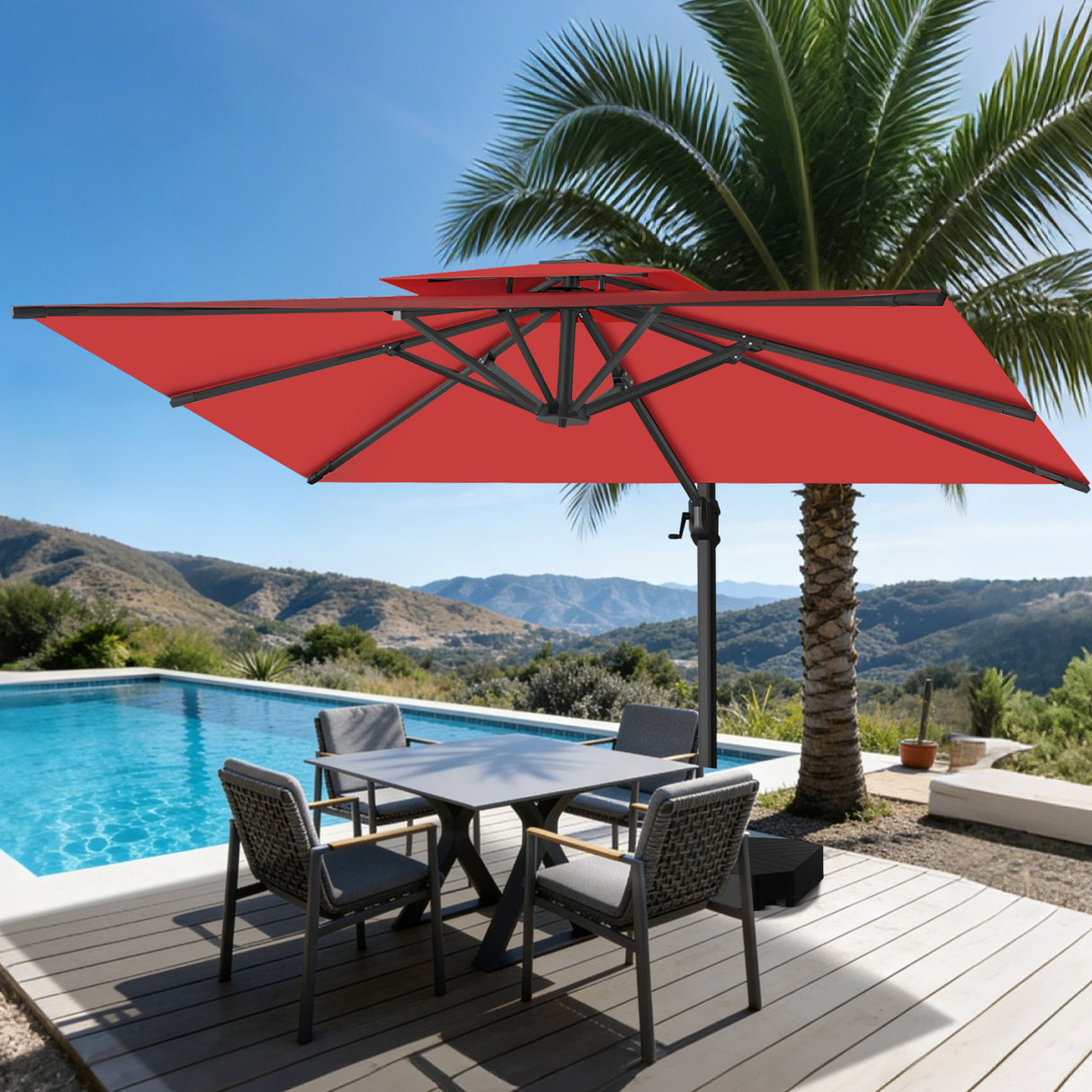 Patioslife Aegis Pro Cantilever Umbrella, Reinforced & Powder-Coated Aluminium Ribs and Pole for Garden & Patio