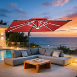 Patioslife Aegis Premium Cantilever Umbrella with Full-Rib LED Strip Lighting, Fibreglass Ribs and Powder-Coated Aluminium Pole for Luxury Garden & Patio Shade