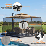 Patioslife Cantilever Umbrella Mosquito Net – Zip-Entry Mesh Screen with Weighted Base, Fits 8–13ft Umbrellas