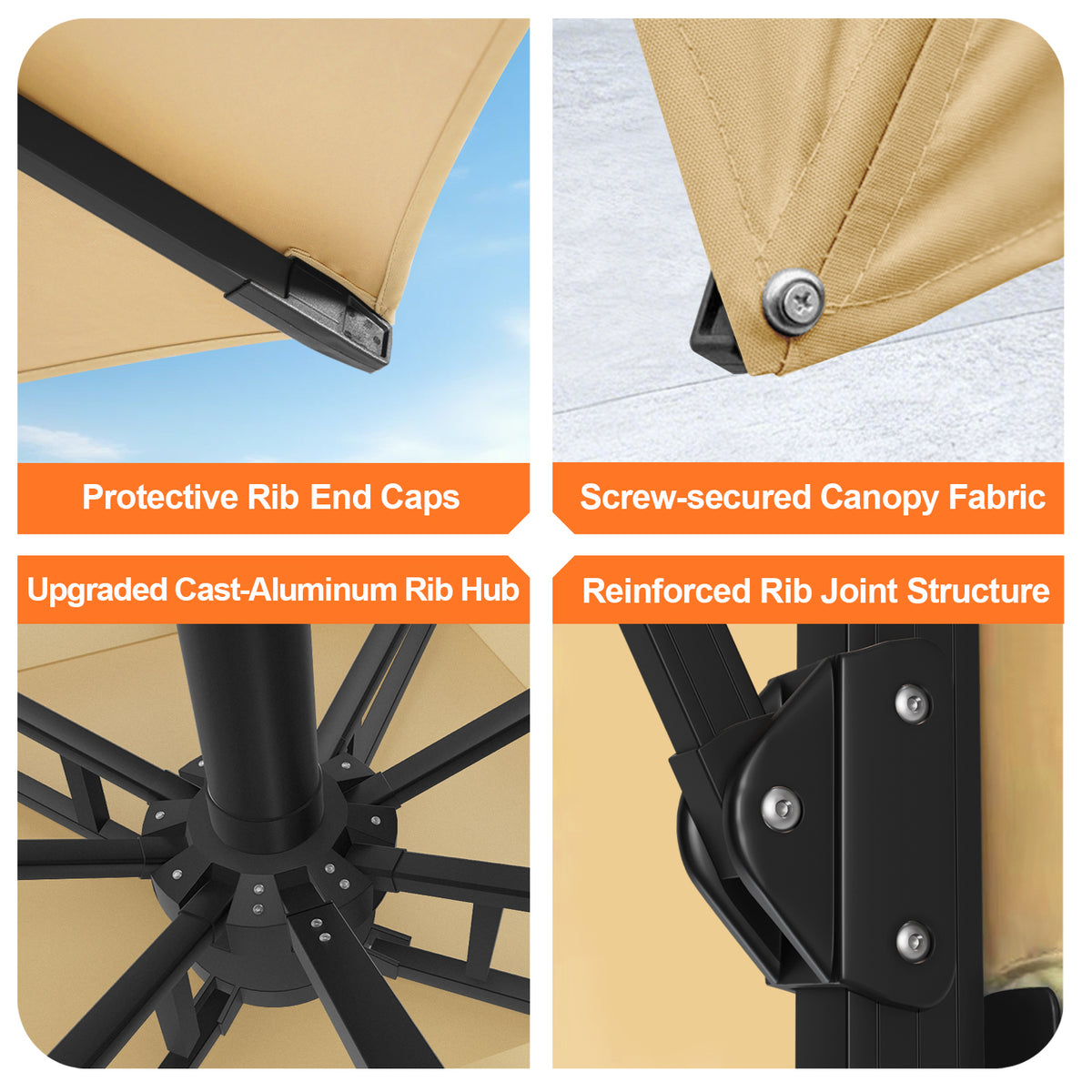 Patioslife Aegis Signature Rotating Cantilever Patio Umbrella with Adjustable Tilt | Large Outdoor Shade Umbrella for Garden, Deck & Poolside,  Includes Free Premium Cover