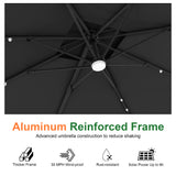 Patioslife Aegis Pro Cantilever Umbrella with LED Lights, Reinforced & Powder-Coated Aluminium Ribs and Pole — Perfect for Garden & Patio