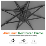 Patioslife Aegis Pro Cantilever Umbrella, Reinforced & Powder-Coated Aluminium Ribs and Pole for Garden & Patio
