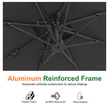 Patioslife Aegis Pro Cantilever Umbrella, Reinforced & Powder-Coated Aluminium Ribs and Pole for Garden & Patio