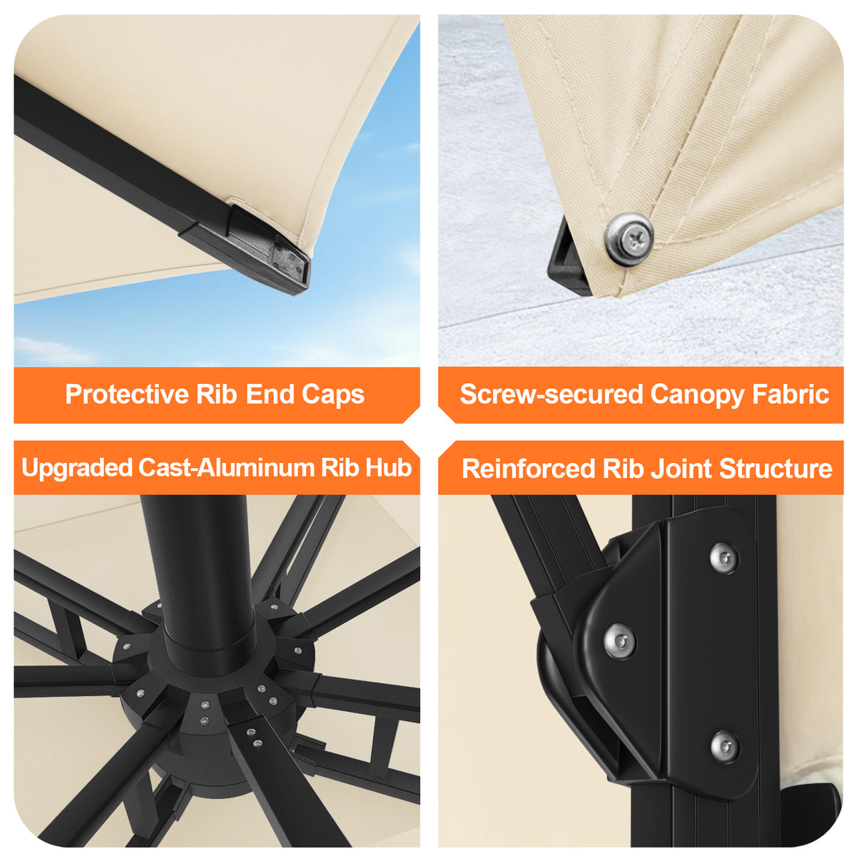 Patioslife Aegis Signature Rotating Cantilever Patio Umbrella with Adjustable Tilt | Large Outdoor Shade Umbrella for Garden, Deck & Poolside,  Includes Free Premium Cover