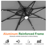 Patioslife Aegis Pro Cantilever Umbrella with LED Lights, Reinforced & Powder-Coated Aluminium Ribs and Pole — Perfect for Garden & Patio