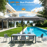 Patioslife Aegis 9x15ft Motorized Cantilever Patio Umbrella — Double-Sided, Remote Control, UPF 50+, Solar LED Lights & Windproof Frame