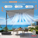 Patioslife Aegis Signature Rotating Cantilever Patio Umbrella with Adjustable Tilt | Large Outdoor Shade Umbrella for Garden, Deck & Poolside,  Includes Free Premium Cover