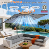 Patioslife Aegis Pro Cantilever Umbrella with LED Lights, Reinforced & Powder-Coated Aluminium Ribs and Pole — Perfect for Garden & Patio