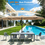 Patioslife Aegis Premium Motorized Double-Sided Patio Umbrella — Remote Control, UPF 50+, Solar LED & Windproof Frame