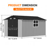 Patioslife YardVault Pro Galvanised Steel Metal Garden Shed with Window, Rust-Resistant Outdoor Tool Shed
