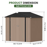 Patioslife Galvanized Steel Garden Shed, Outdoor Storage Shed with Gable Roof, Backyard Tool Shed for Lawn Equipment, Bikes & Gardening Tools
