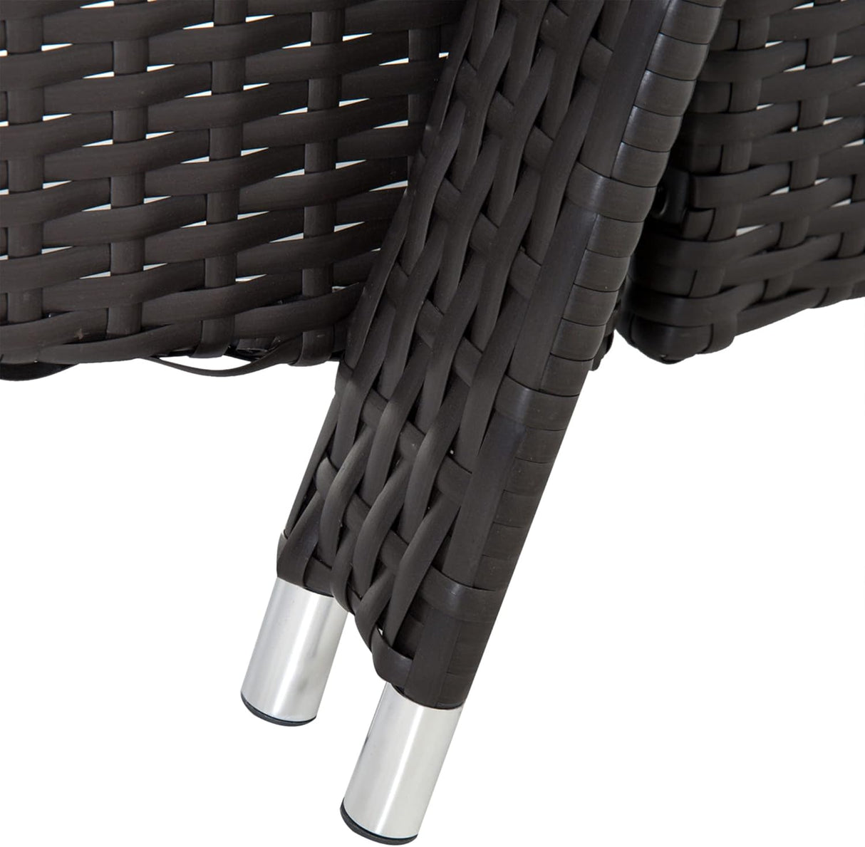 Patioslife Wicker Chaise Lounge Chair – Outdoor PE Rattan Sun Lounger with Cushion, Adjustable 5-Level Backrest, Headrest & Wheels, Deep Coffee & Cream White