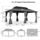 Patioslife Haven | Hardtop Gazebo with Drainage Gutters Aluminum Frame, Double Vented Roof & Curtains, Patio Pergola for Garden or Backyard
