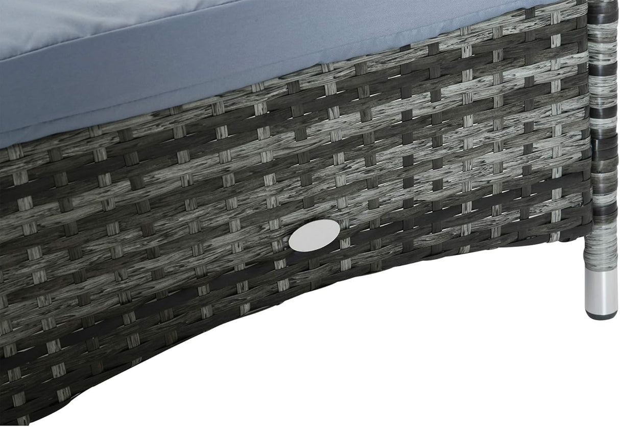 Patioslife Wicker Chaise Lounge Chair – Outdoor PE Rattan Sun Lounger with Cushion, Adjustable 5-Level Backrest, Headrest & Wheels, Deep Coffee & Cream White