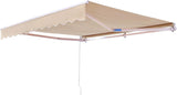 Patioslife Manual Retractable Awning – Outdoor Water-Resistant Polyester Sun Shade with Crank Handle for Patio, Balcony & Backyard