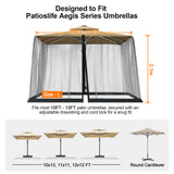Patioslife Cantilever Umbrella Mosquito Net – Zip-Entry Mesh Screen with Weighted Base, Fits 8–13ft Umbrellas