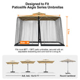 Patioslife Cantilever Umbrella Mosquito Net – Zip-Entry Mesh Screen with Weighted Base, Fits 8–13ft Umbrellas