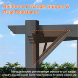 Patioslife Atlantic pergola reinforced triangle support bracket with powder-coated charcoal frame for rust resistance