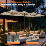 Patioslife Aegis 9x15ft Motorized Cantilever Patio Umbrella — Double-Sided, Remote Control, UPF 50+, Solar LED Lights & Windproof Frame