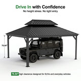 Patioslife All-Weather Aluminum Carport – Steel Roof Canopy for Cars, Motorcycles, RVs & Boats