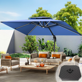 Patioslife Aegis Premium Cantilever Umbrella with LED Strip Lights, Fibreglass Ribs, Powder-Coated Aluminium Pole & Protective Cover — Luxury Garden & Patio Shade