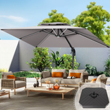 Patioslife Aegis Premium Cantilever Umbrella with LED Strip Lights, Fibreglass Ribs, Powder-Coated Aluminium Pole & Protective Cover — Luxury Garden & Patio Shade