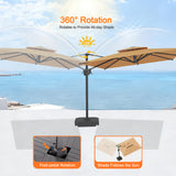 Patioslife Aegis Premium Cantilever Umbrella with Full-Rib LED Strip Lighting, Fibreglass Ribs and Powder-Coated Aluminium Pole for Luxury Garden & Patio Shade