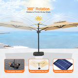 Patioslife Aegis Premium Cantilever Umbrella with Full-Rib LED Strip Lighting, Fibreglass Ribs and Powder-Coated Aluminium Pole for Luxury Garden & Patio Shade