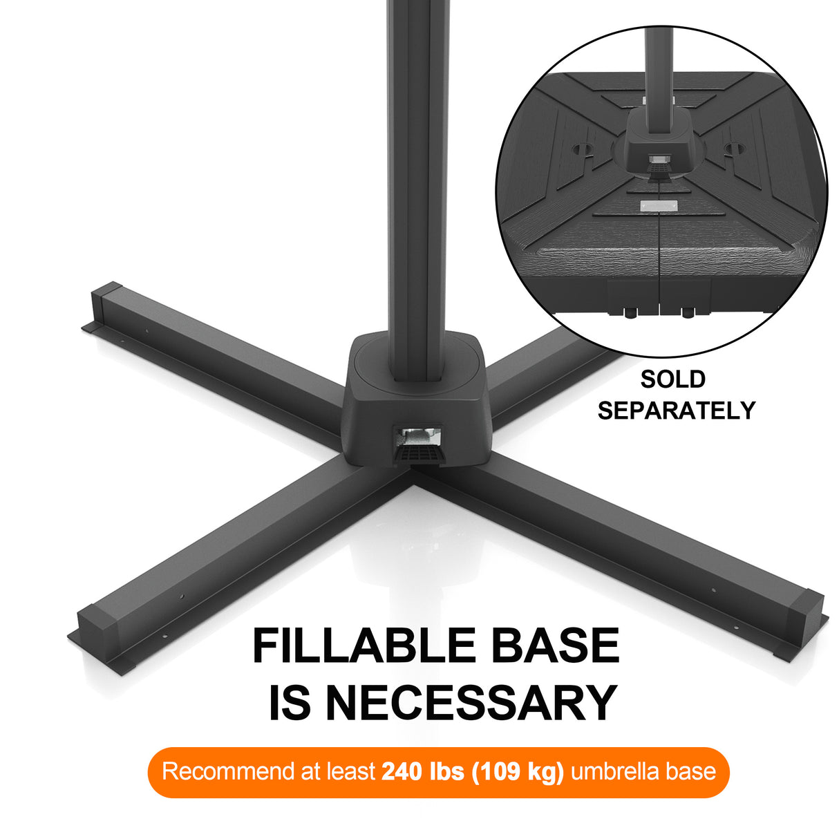 Patioslife Cross Base for Cantilever Patio Umbrella, Heavy-Duty Steel Umbrella Stand Frame