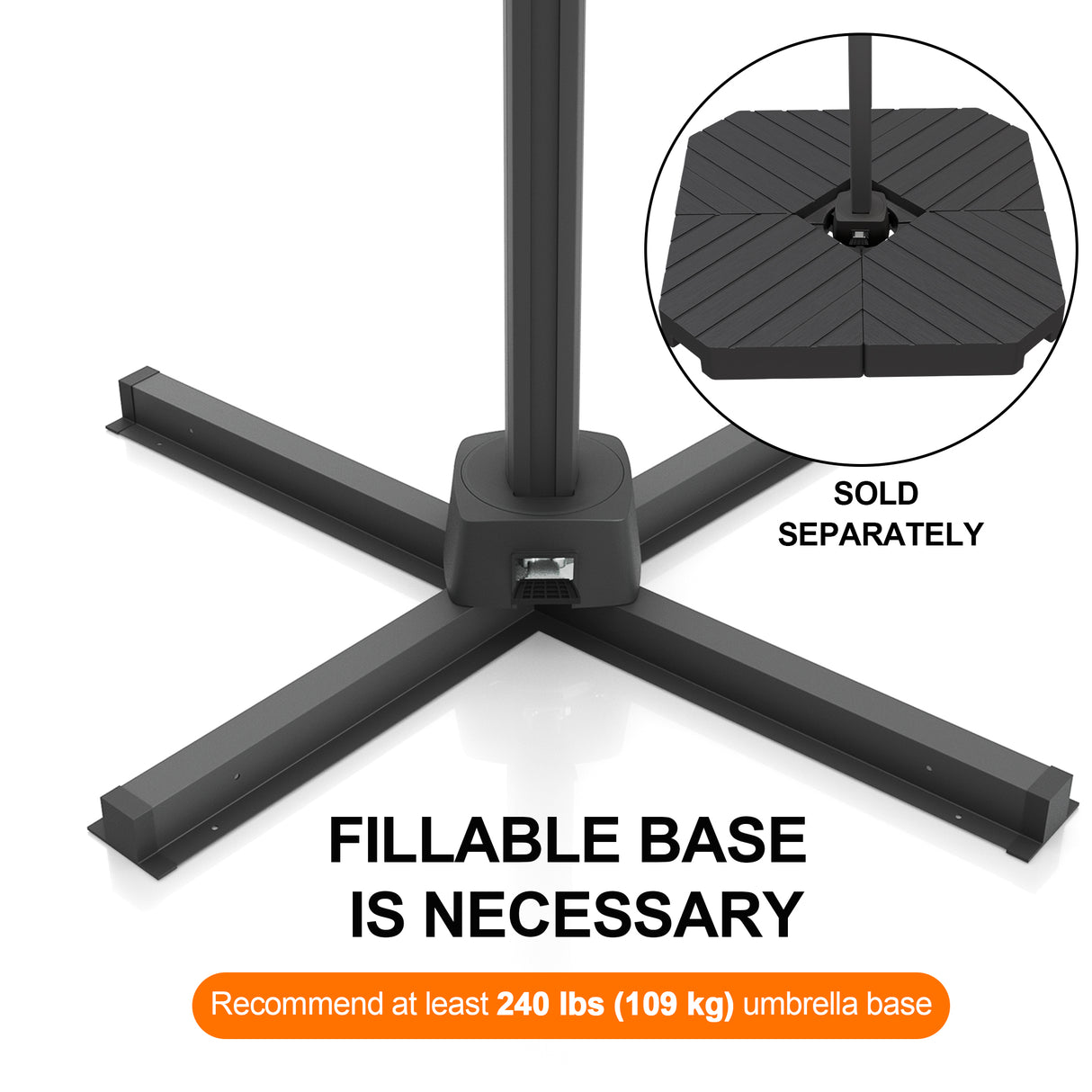 Patioslife Cross Base for Cantilever Patio Umbrella, Heavy-Duty Steel Umbrella Stand Frame
