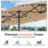 Patioslife Aegis Premium Motorized Double-Sided Patio Umbrella — Remote Control, UPF 50+, Solar LED & Windproof Frame