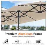 Patioslife Aegis 9x15ft Motorized Cantilever Patio Umbrella — Double-Sided, Remote Control, UPF 50+, Solar LED Lights & Windproof Frame