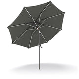 Patioslife 8ft charcoal patio umbrella underside showing reinforced rib structure and crank pole