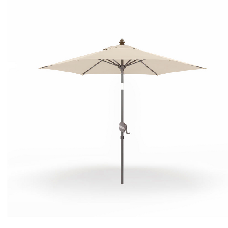 Patioslife 8ft cream patio umbrella with round canopy, straight pole and easy crank operation