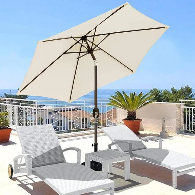 Patioslife Outdoor Market Breeze creamy white patio umbrella with crank and tilt for balcony, deck and terrace shade